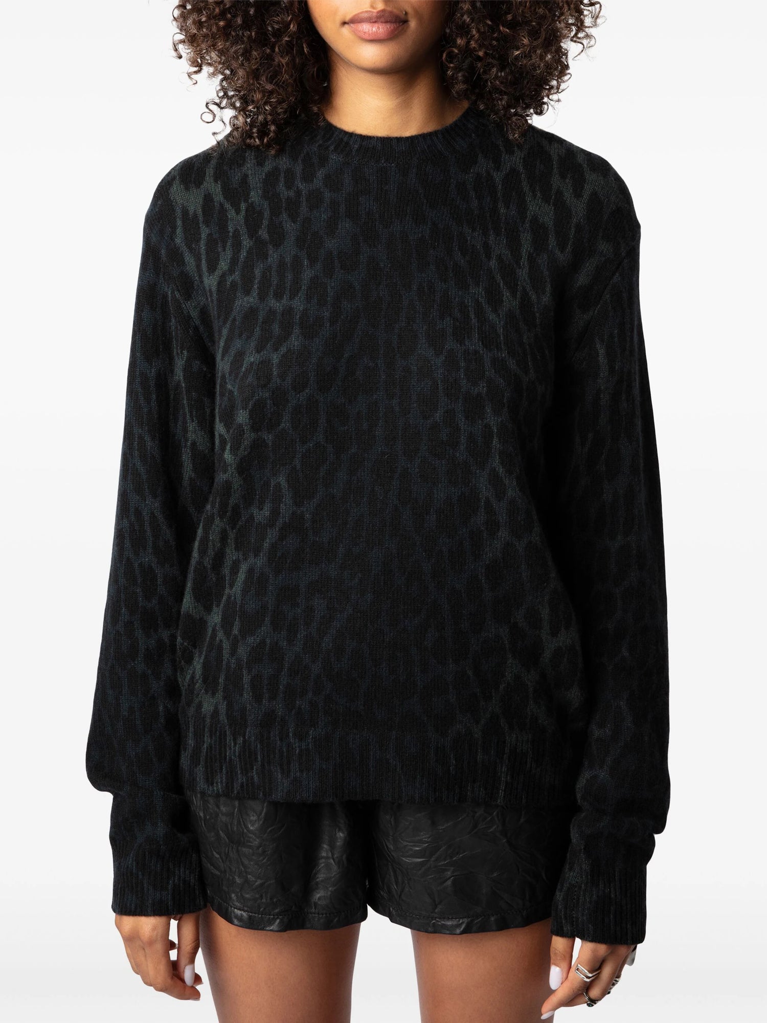 Pravis Ws Print Leo Cashmere Sweater, black/green