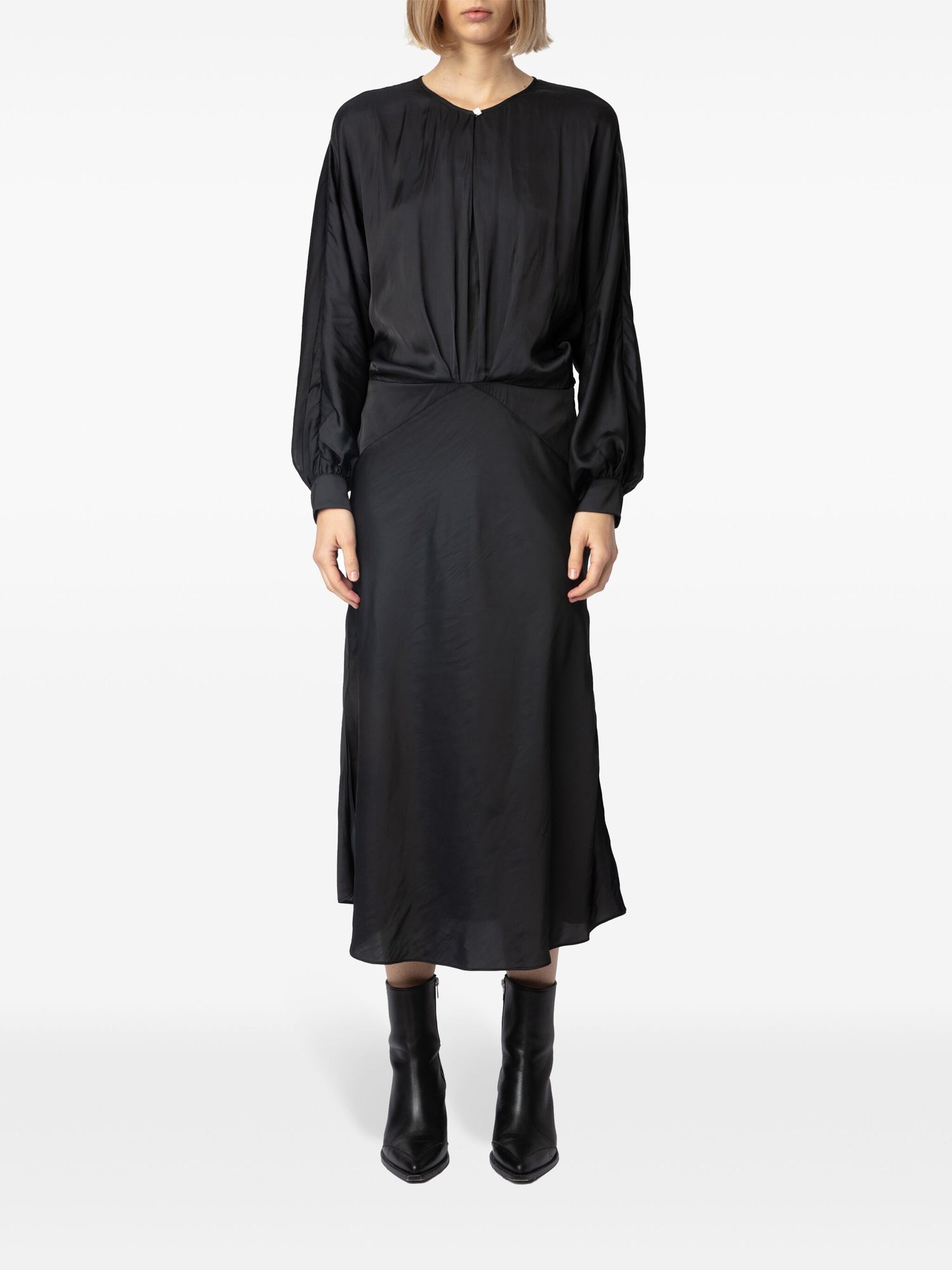 Ruiko satin dress, black