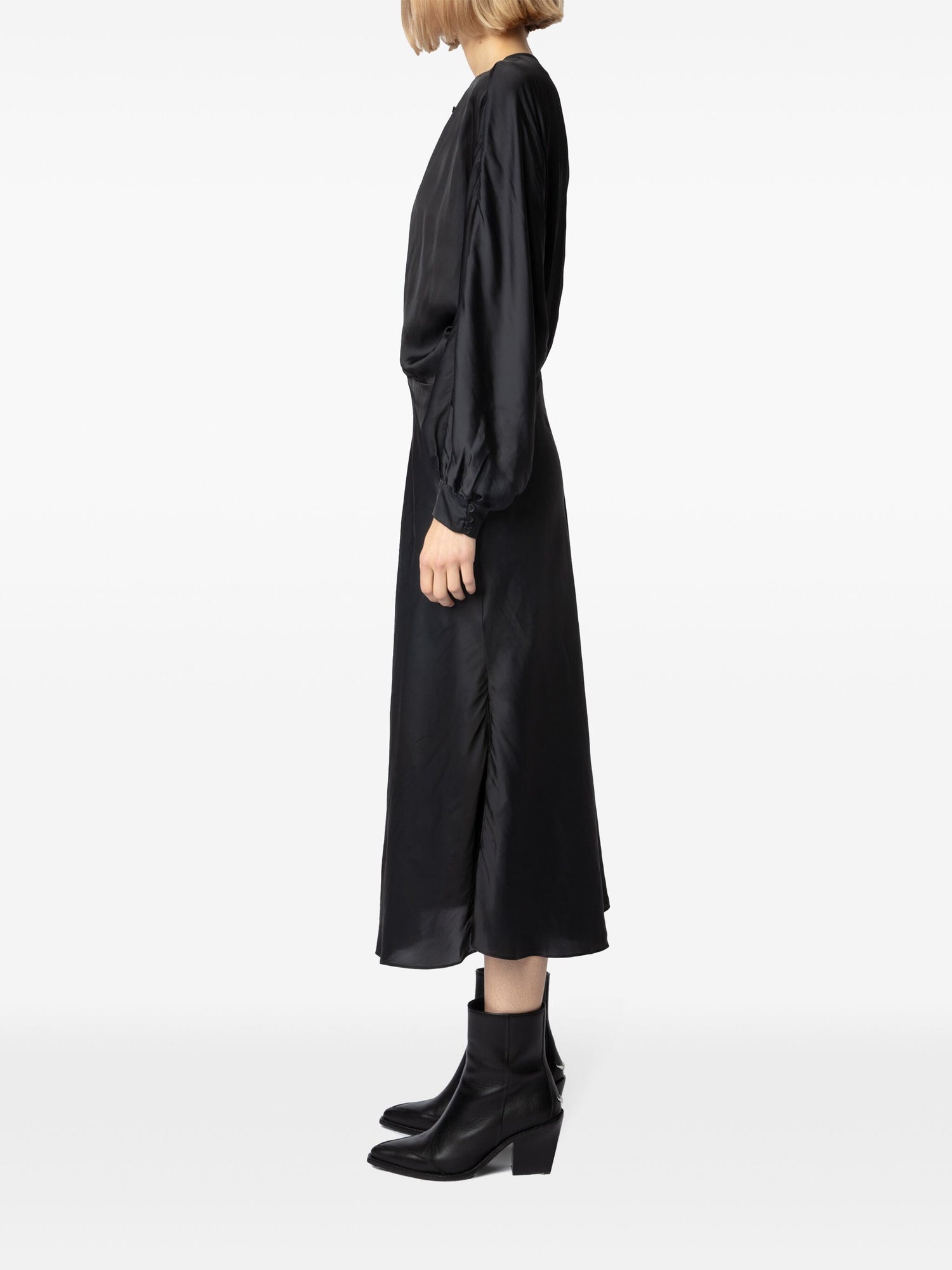 Ruiko satin dress, black