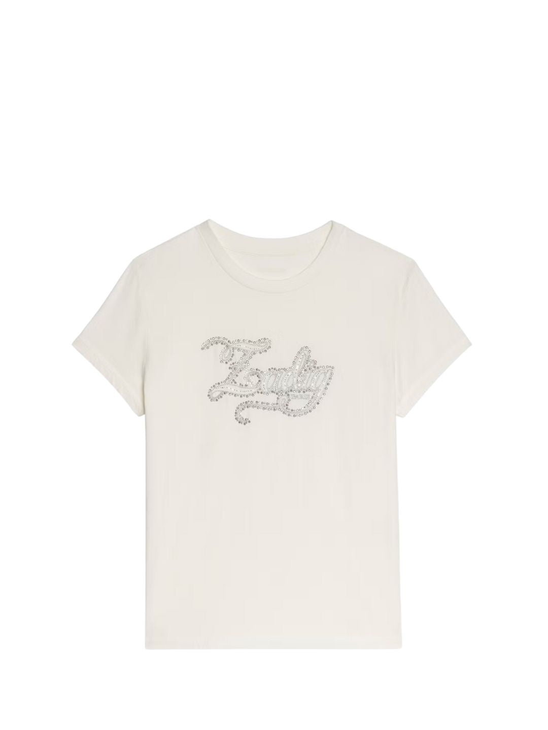 Strass embroidered T-shirt Walk, ecru