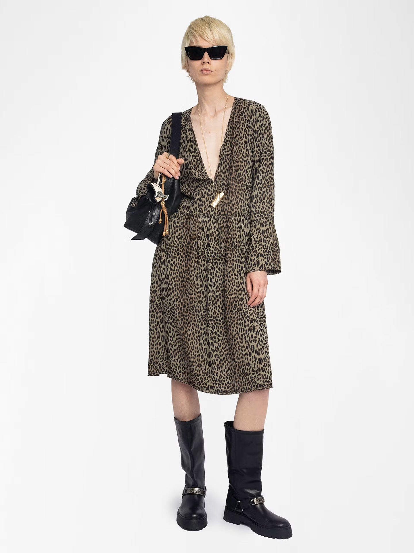 Rinas leopard dress, Leaves