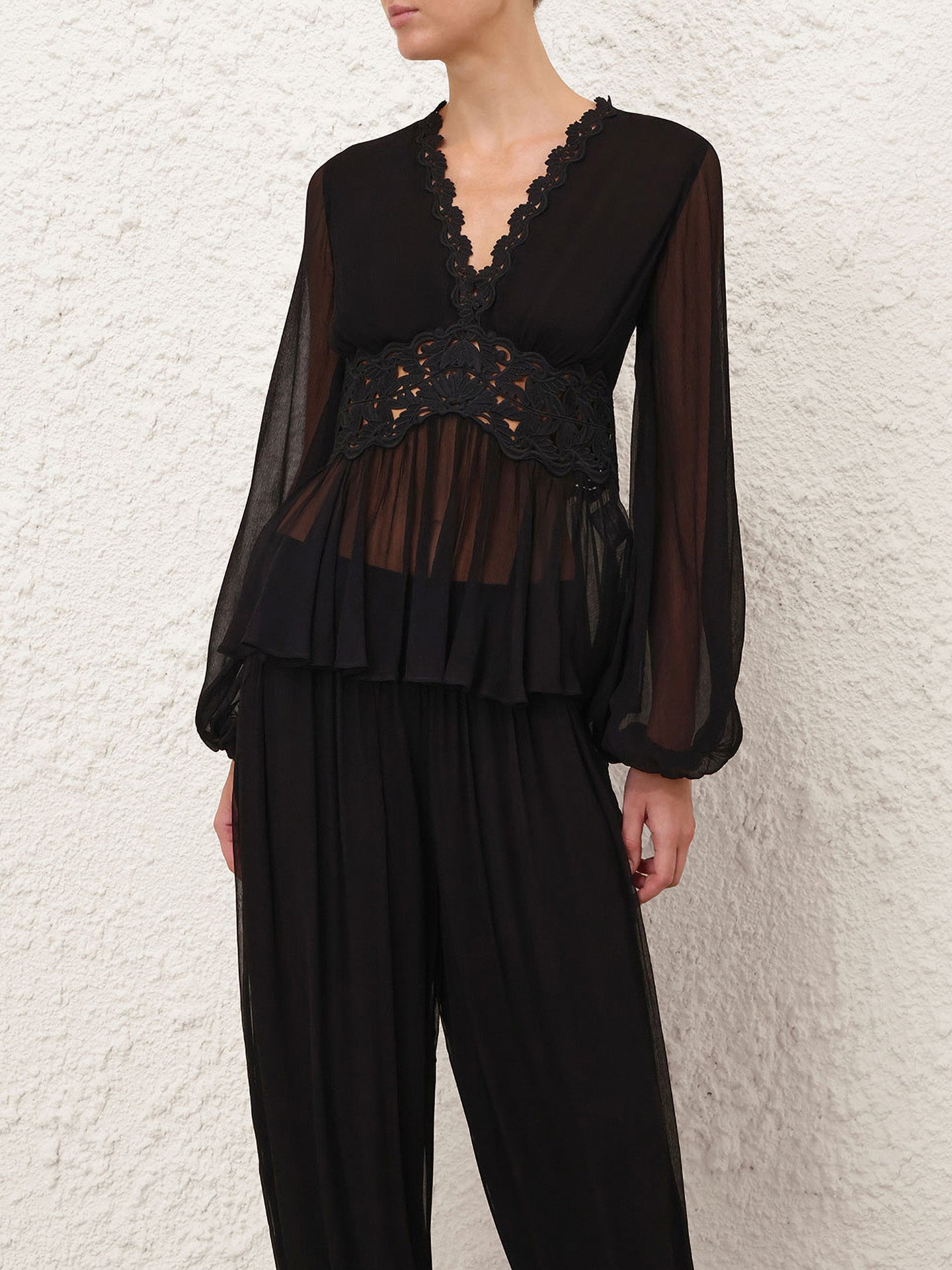 Luna peplum blouse, black