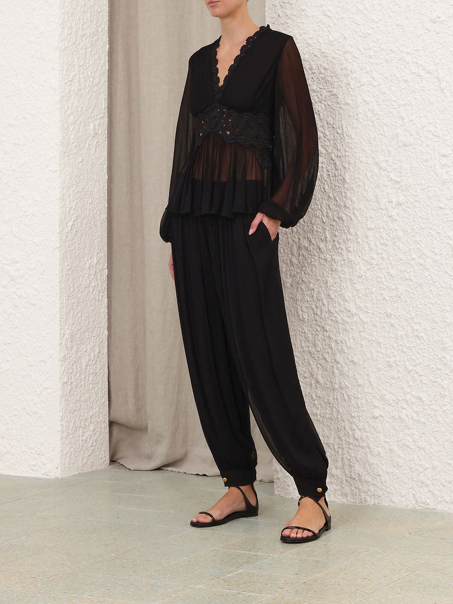 Luna peplum blouse, black