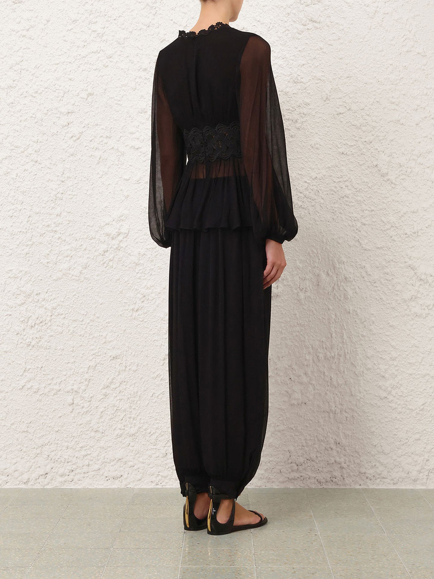 Luna peplum blouse, black