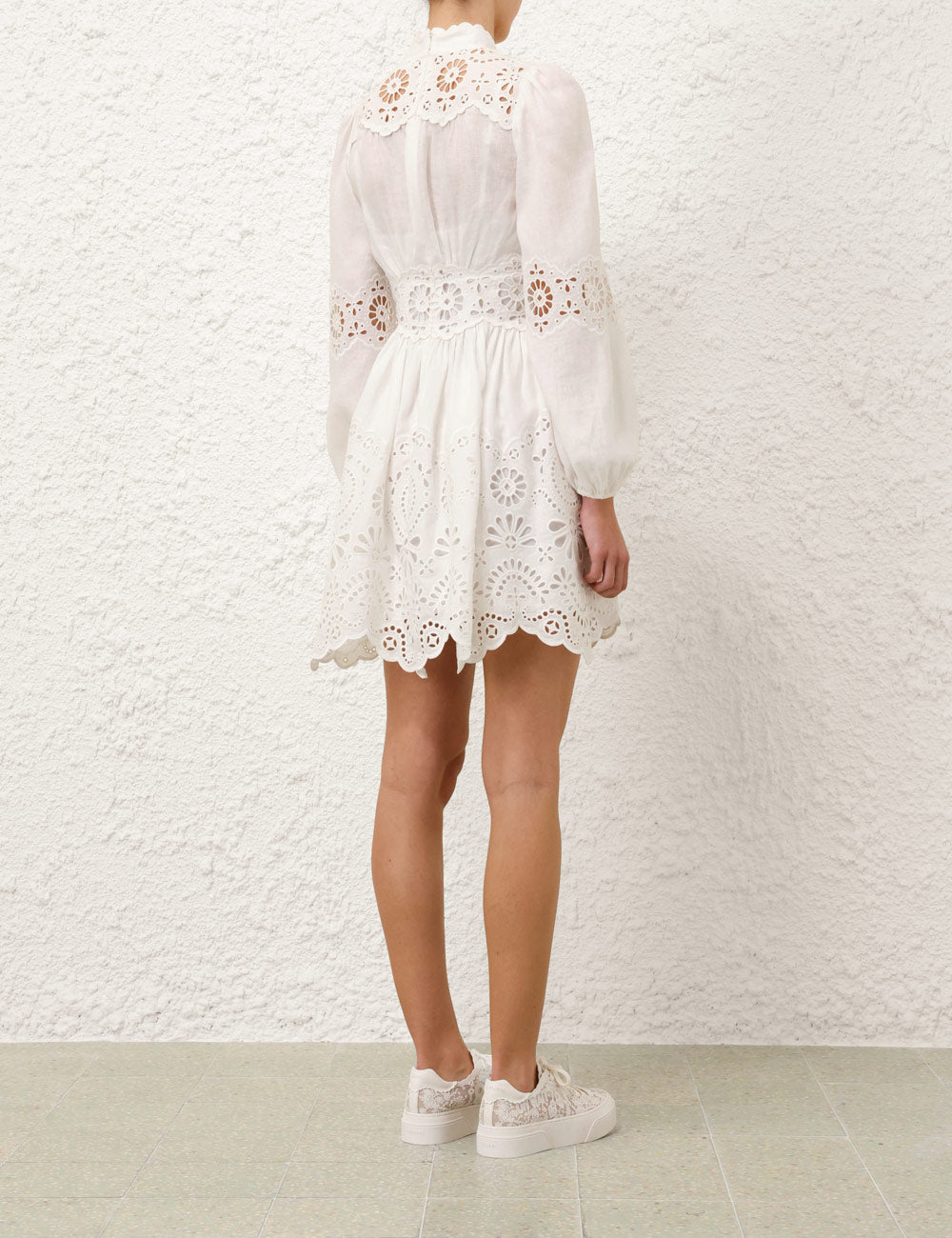 Acacia Broderie Mini Dress, ivory