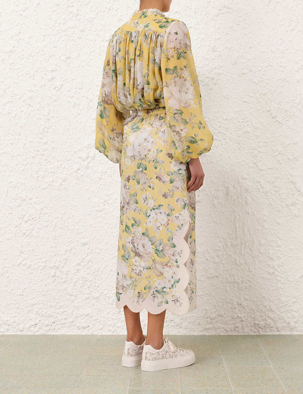 Acacia Scallop Blouse, yellow floral