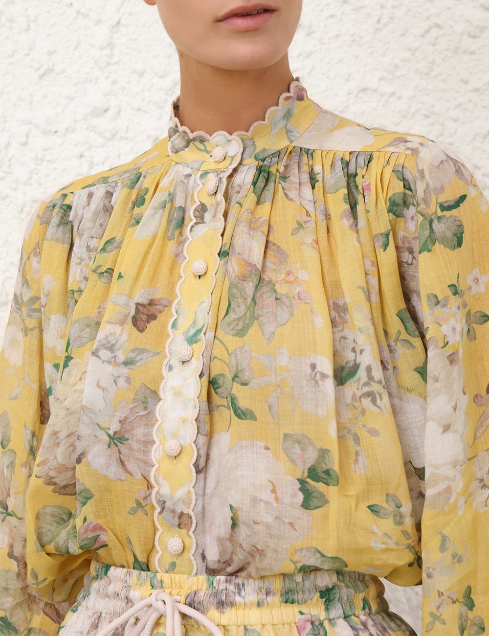 Acacia Scallop Blouse, yellow floral