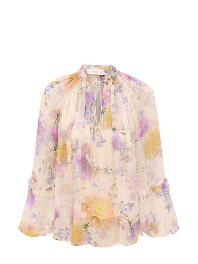 Luna ruffle billow blouse, cream-dahlia