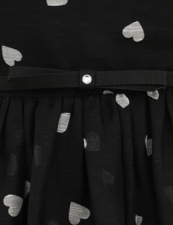 Crush Frilled  Midi Dress, Black hearts