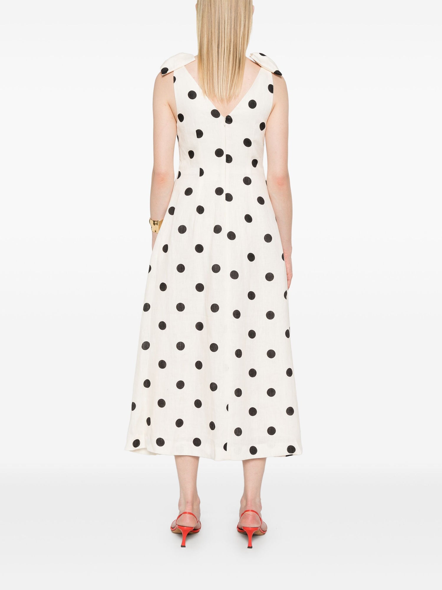 Crush V Neck Midi Dress, cream/black dot