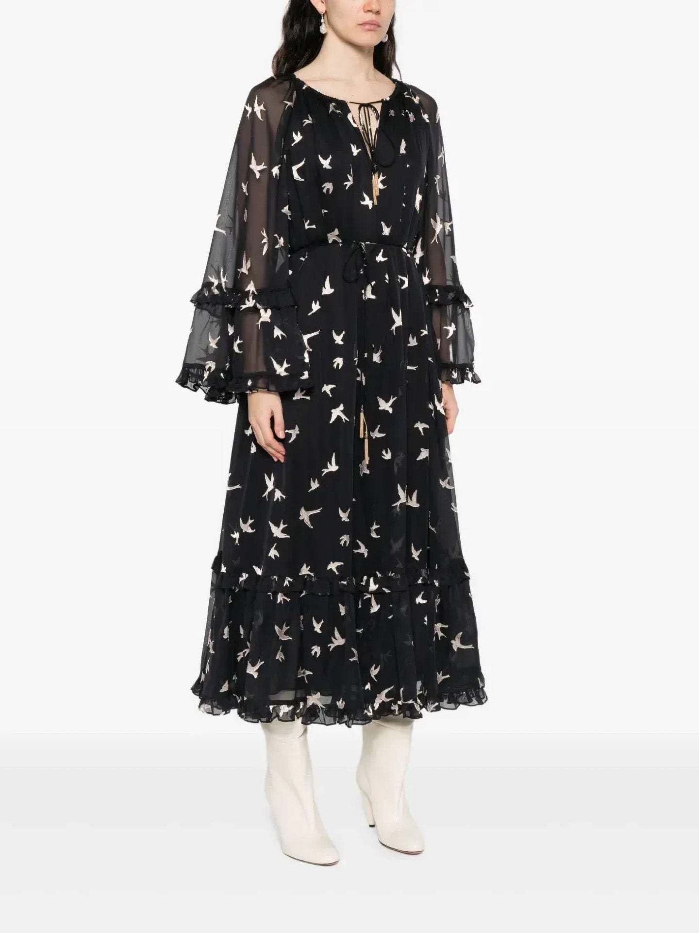 Burnout midi dress, black