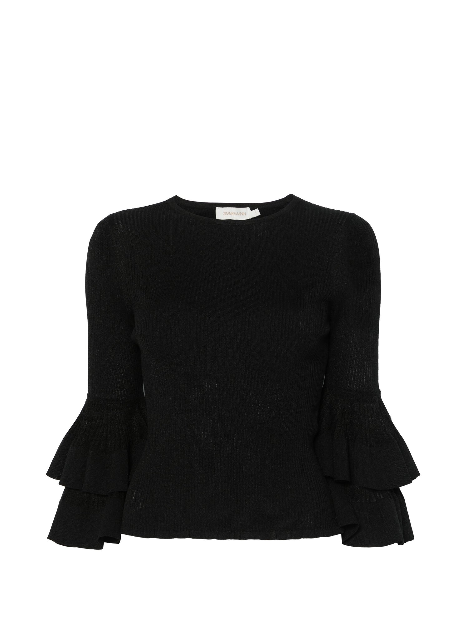 Illustration Tiered Ruffle Top, black