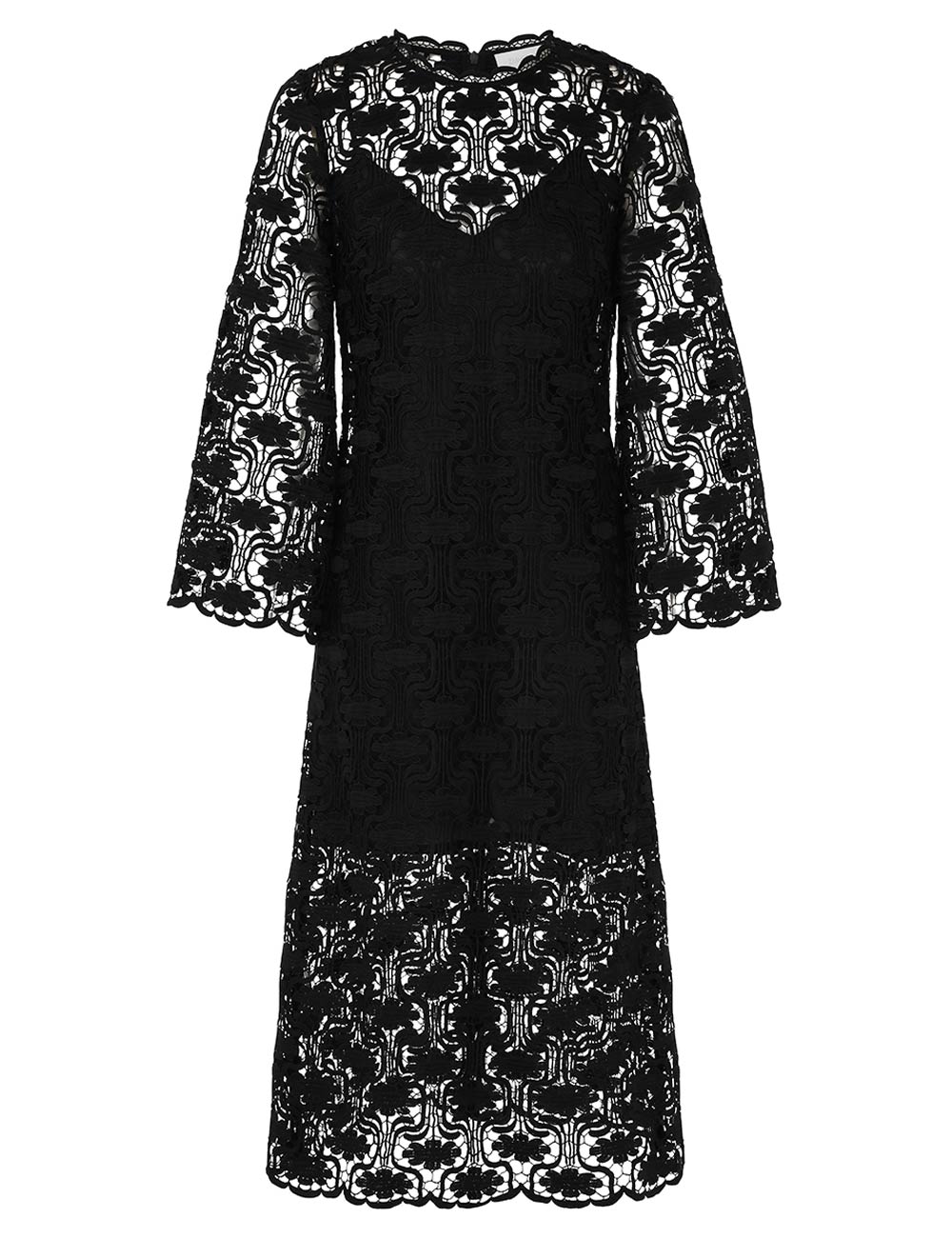 Maxine Lace Midi Dress, black