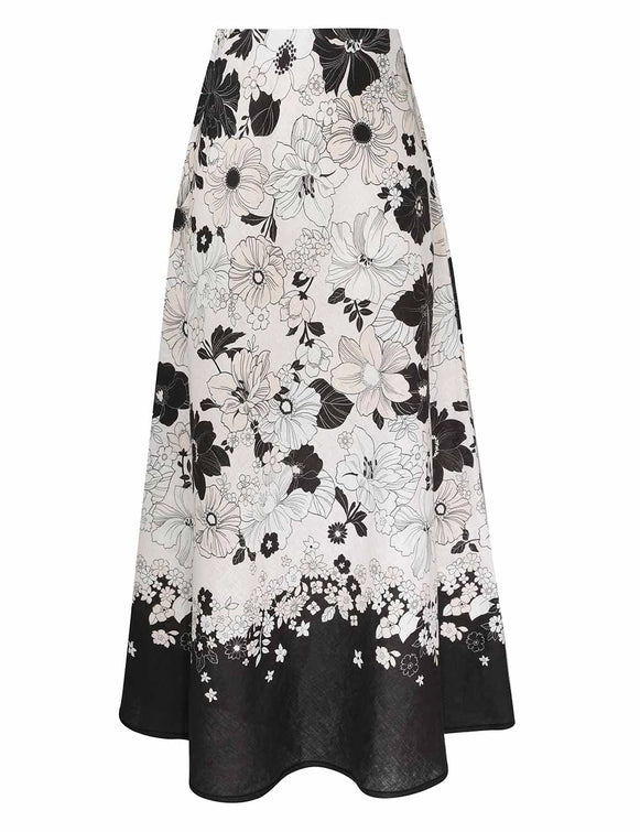 Pop Bias Midi Skirt, black/ivory