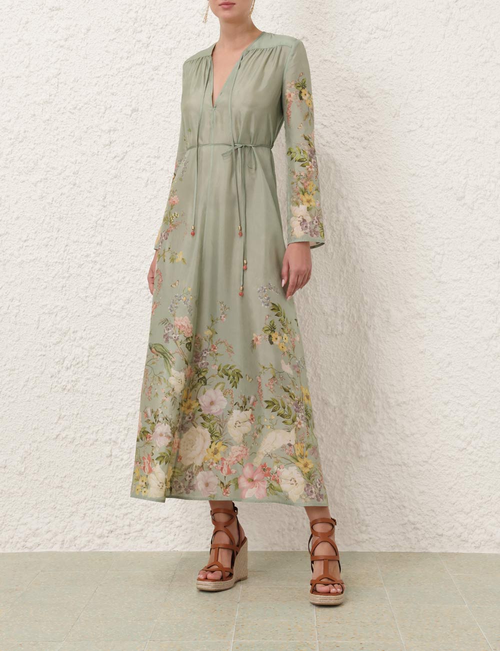 Waverly Billow Maxi Dress, sage floral