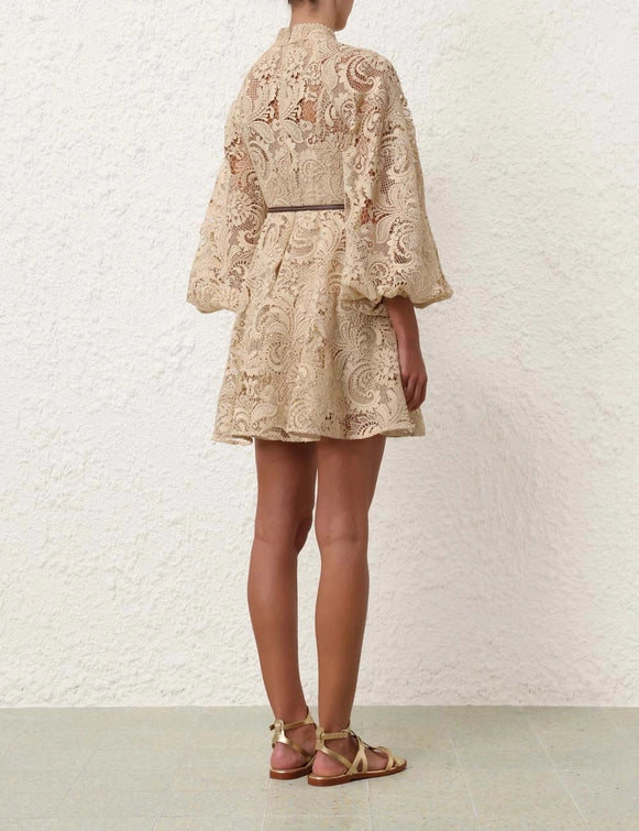 Waverly Lace Mini Dress, beige