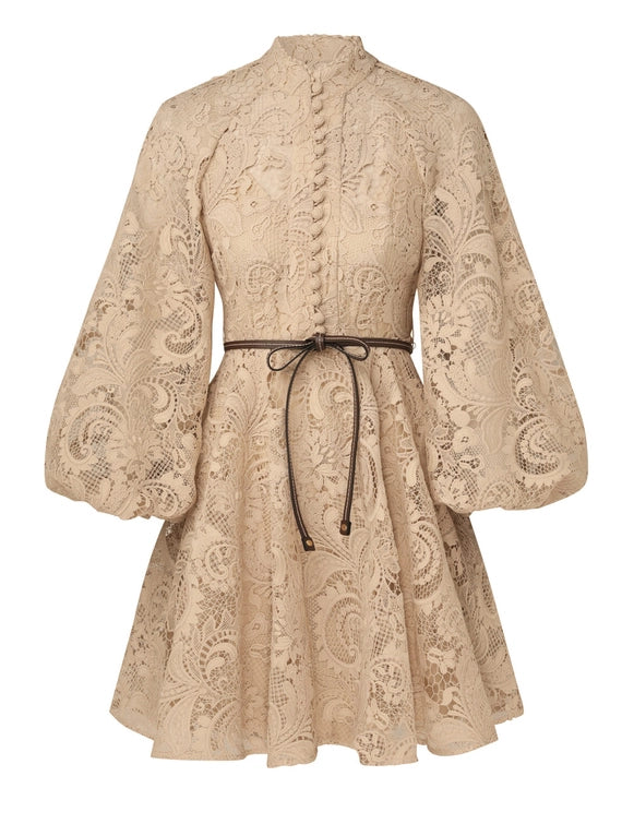 Waverly Lace Mini Dress, beige