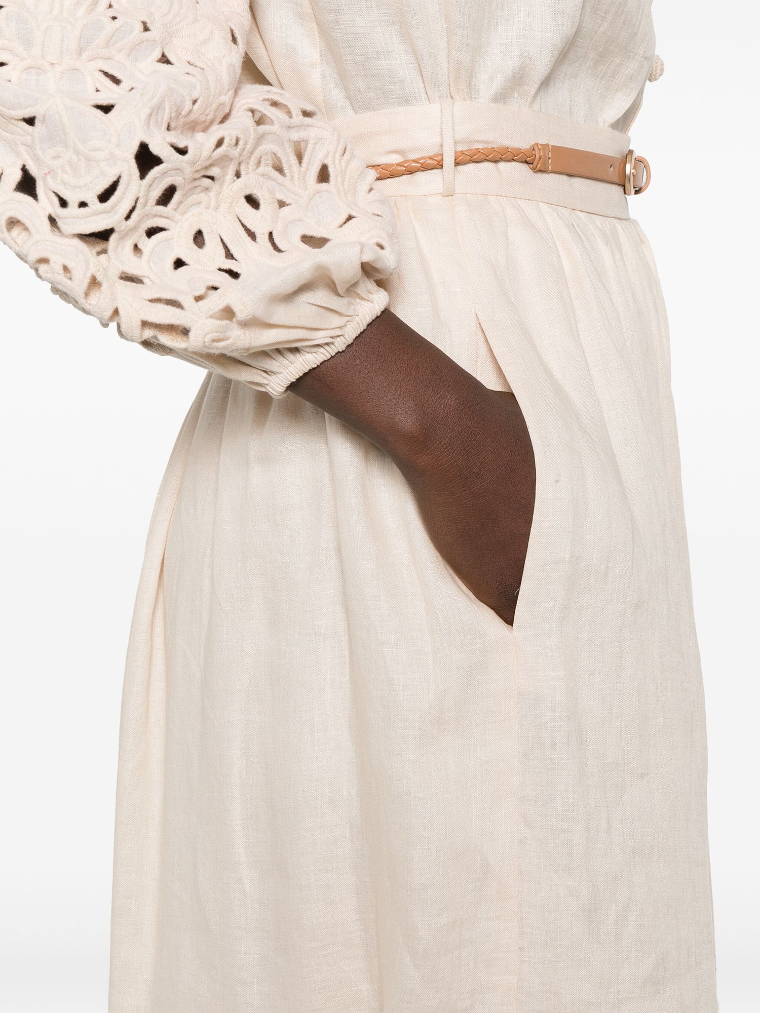 Wylie Embroidered Midi Skirt, cream