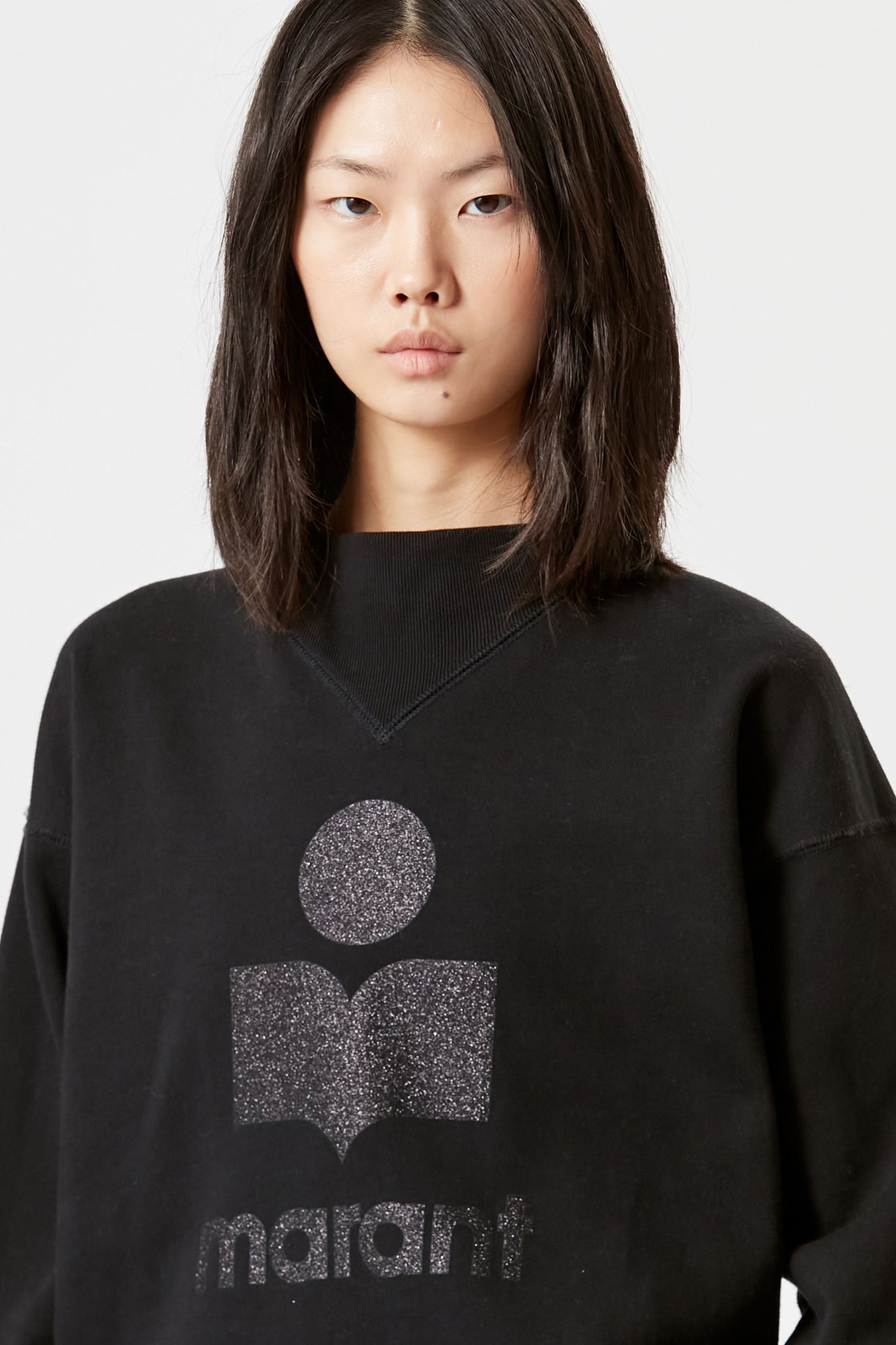 Moby glitter logo-print sweatshirt, black