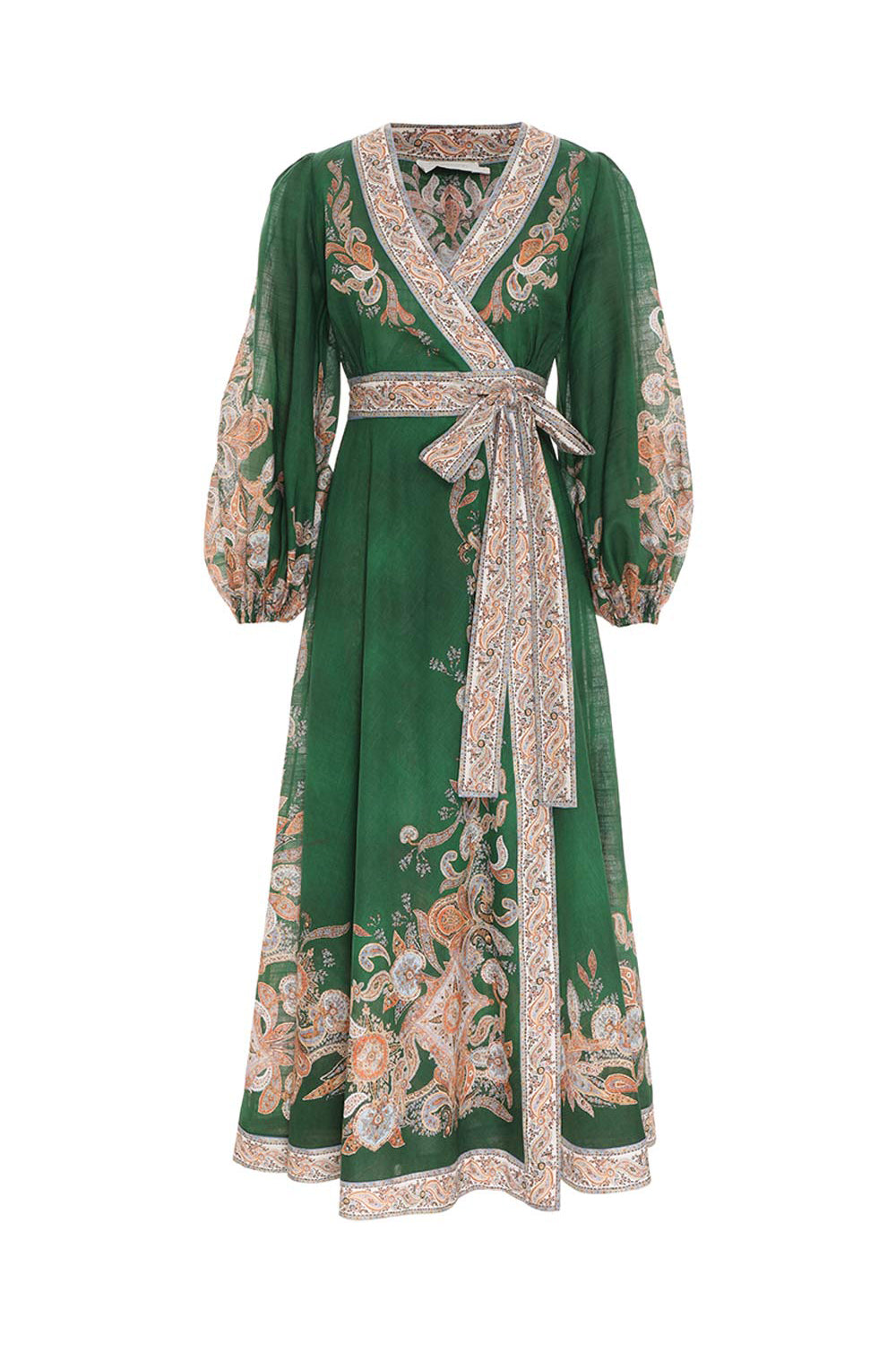 Devi wrap midi dress, green