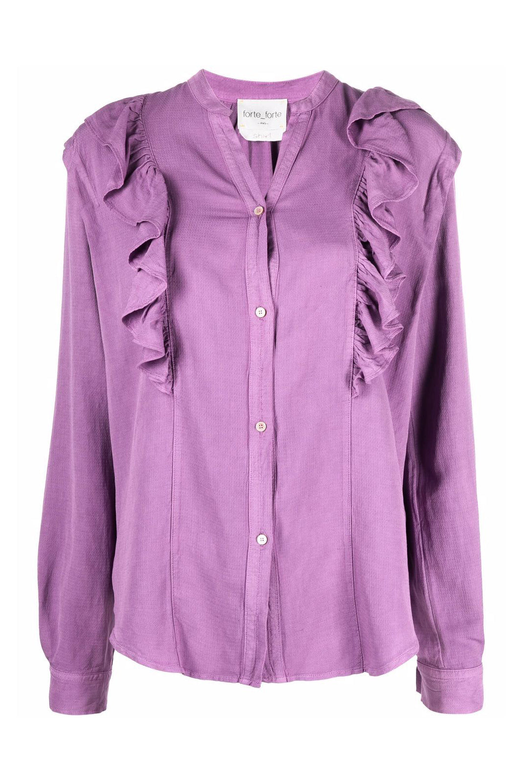 Ruffled-detail shirt, purple