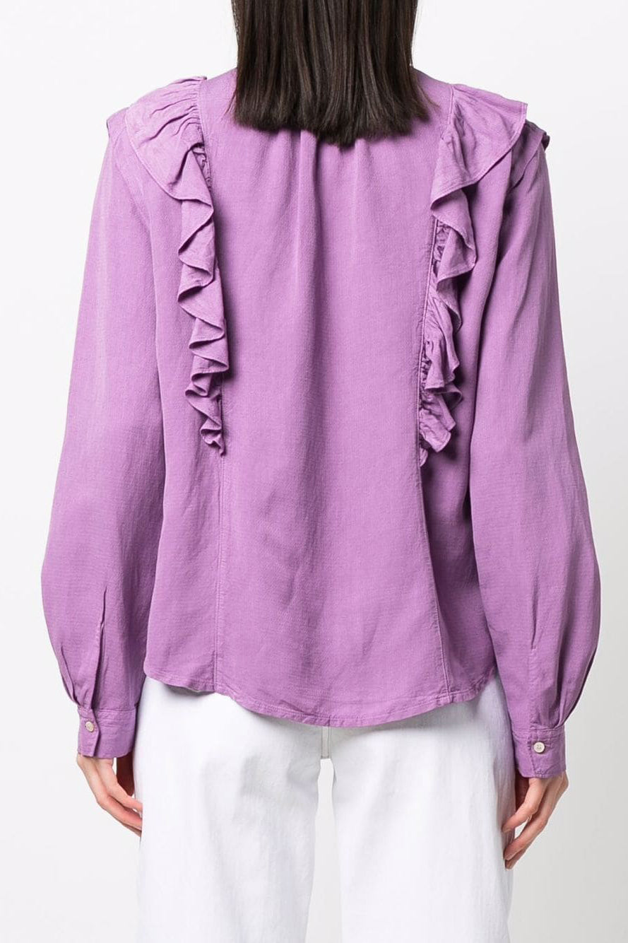 Ruffled-detail shirt, purple