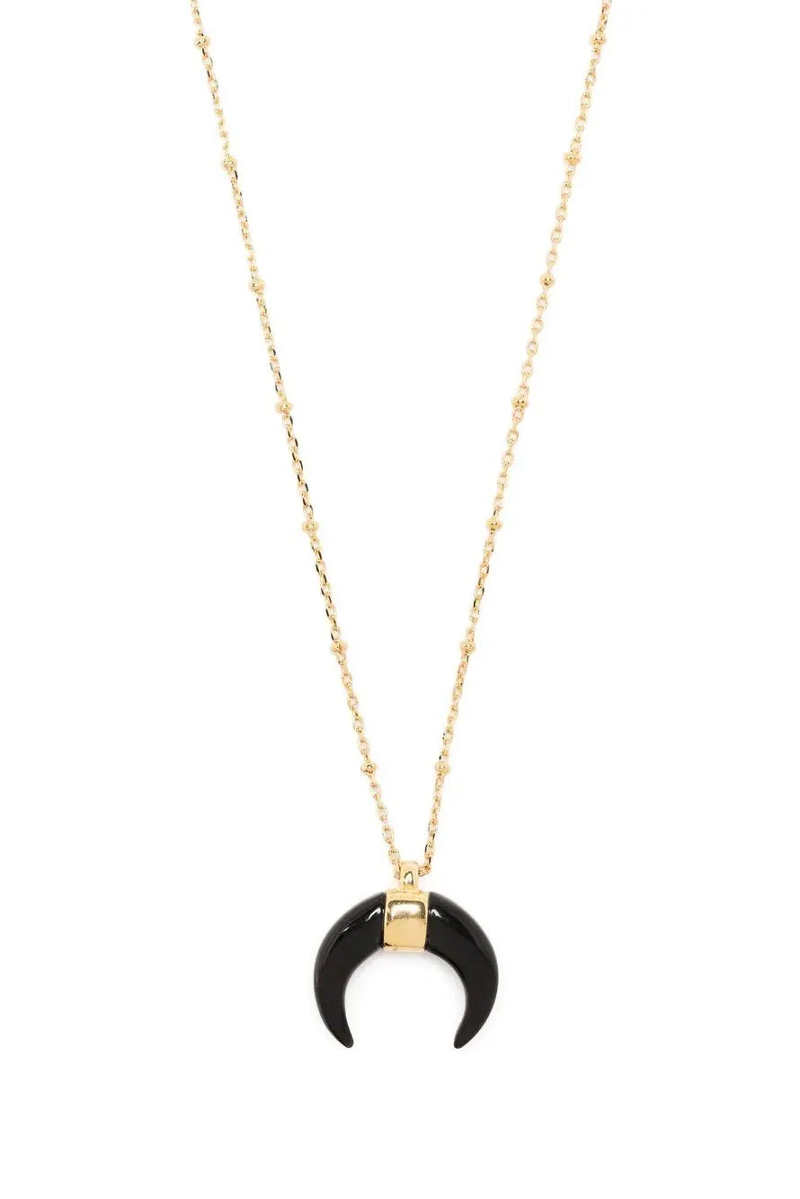 Crescent-moon pendant, black-gold