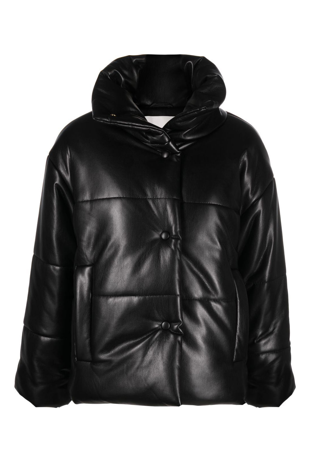 Hide vegan leather puffer jacket, black