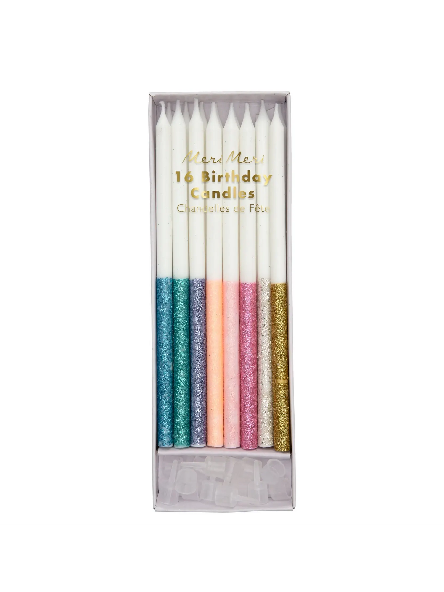 Multicolor Dipped Glitter Candles (8 pcs)