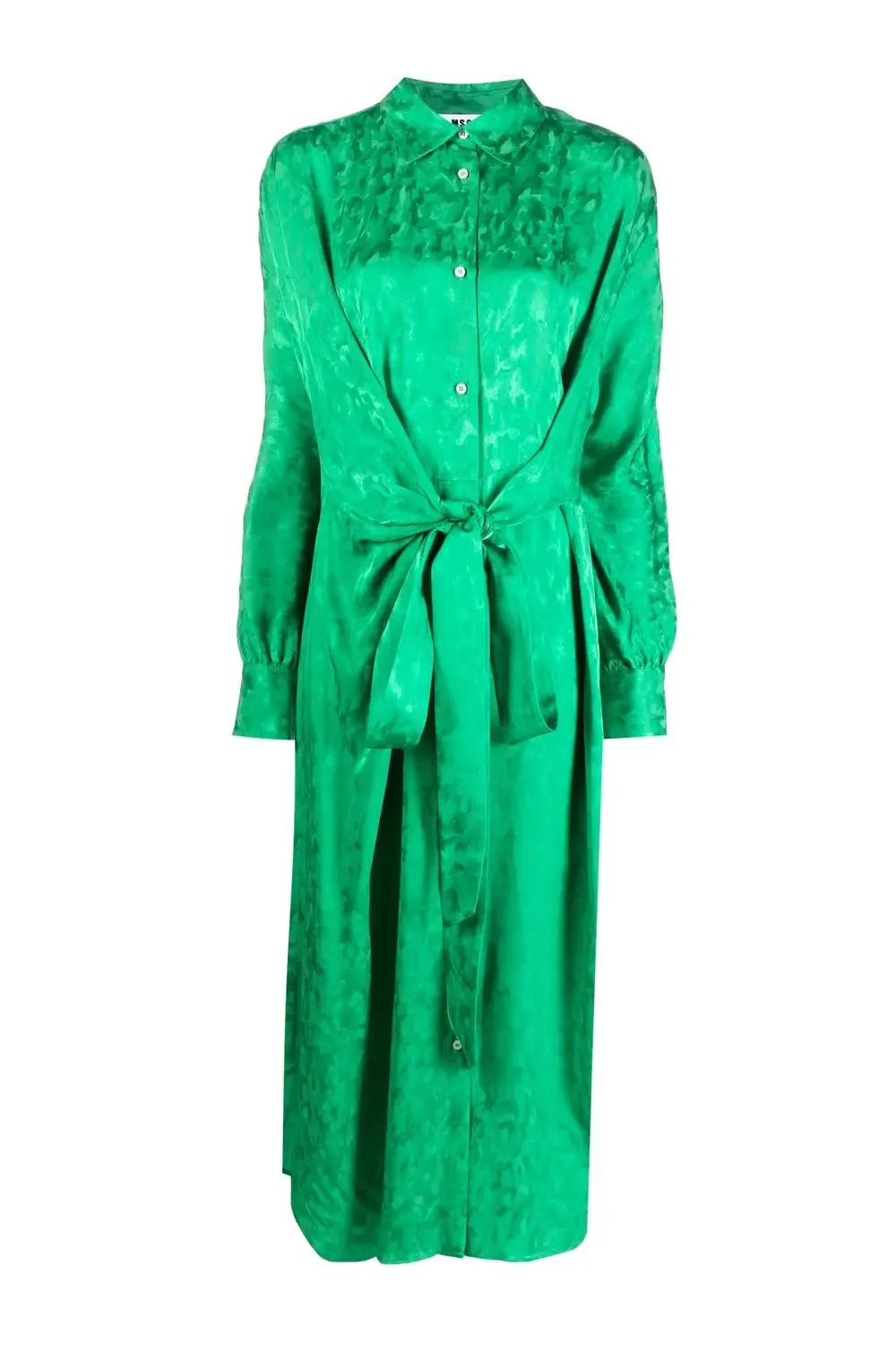 Patterned-jacquard shirt dress, green