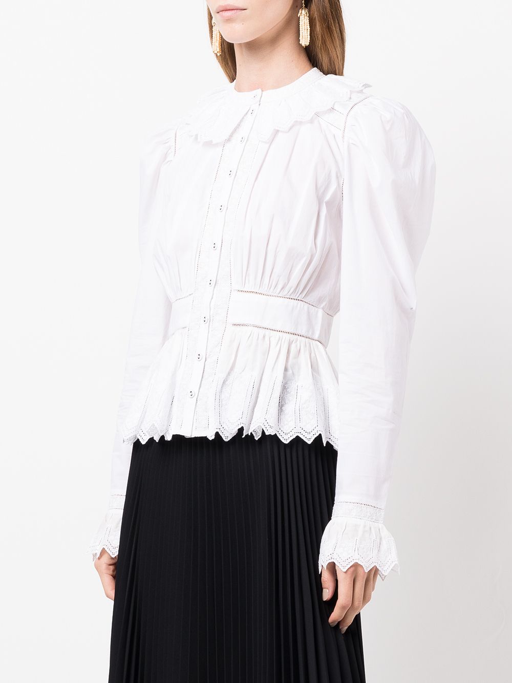 Brigitte peplum-hem blouse, pristine white