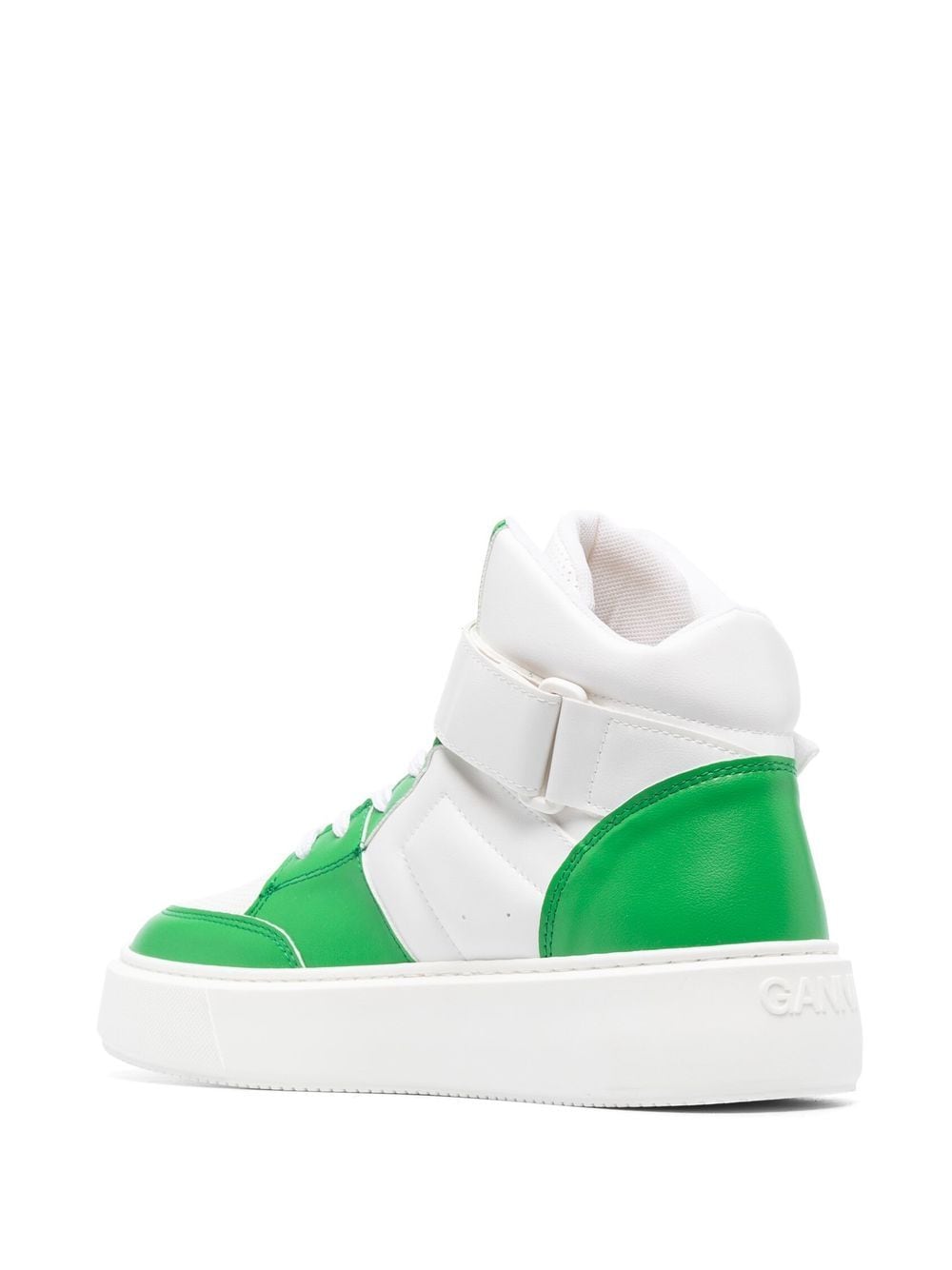 Sporty high-top leather sneakers, kelly green