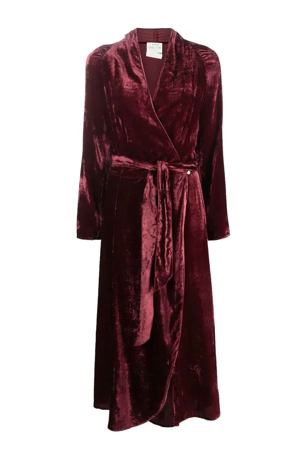 Tied-waist velvet wrap dress, burgundy