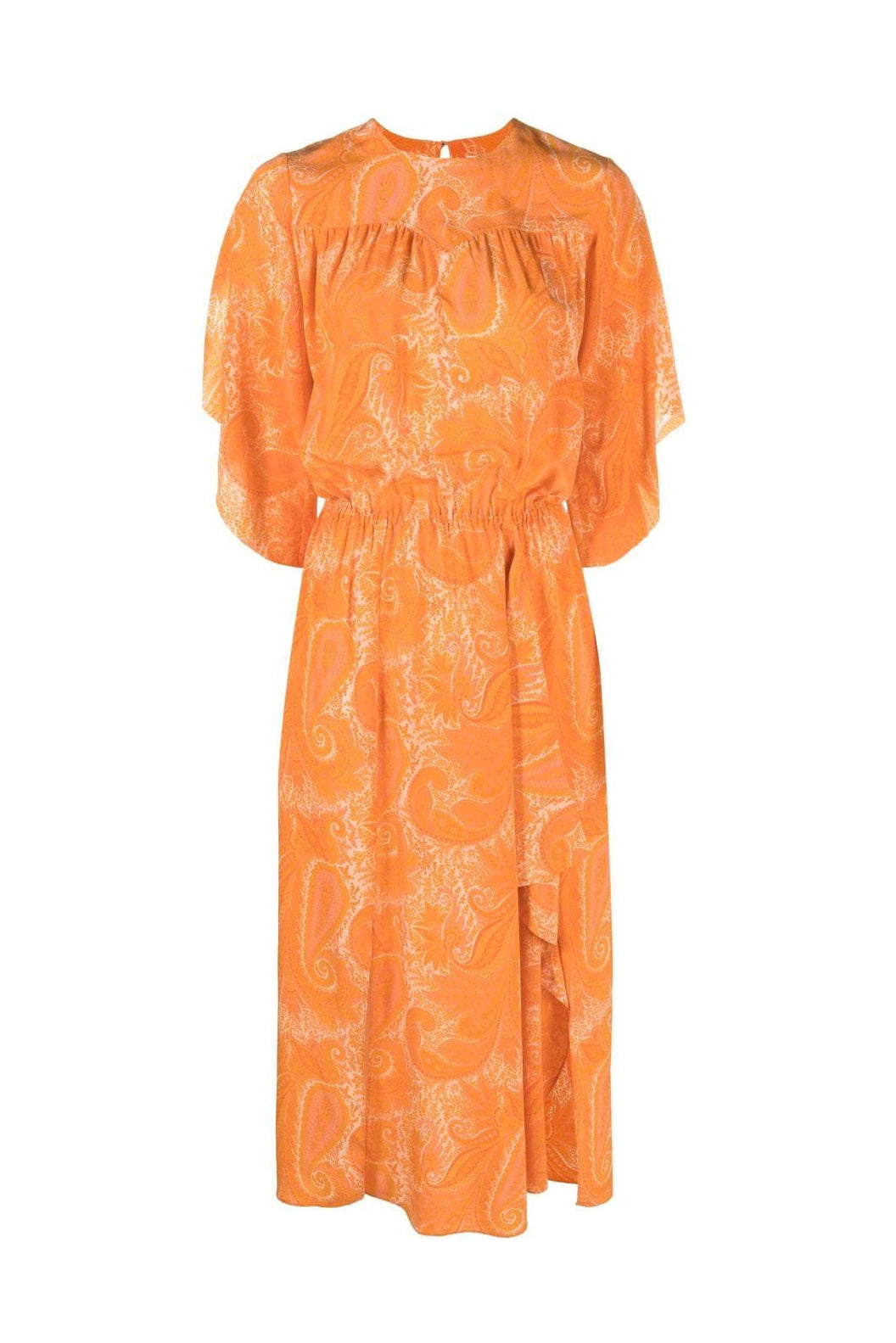 Rusty paisley-print silk midi dress, orange