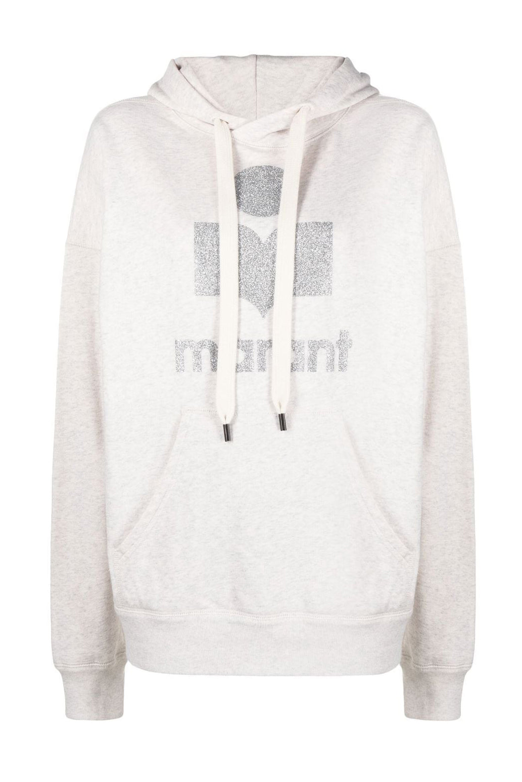Mansel glitter logo print hoodie, ecru