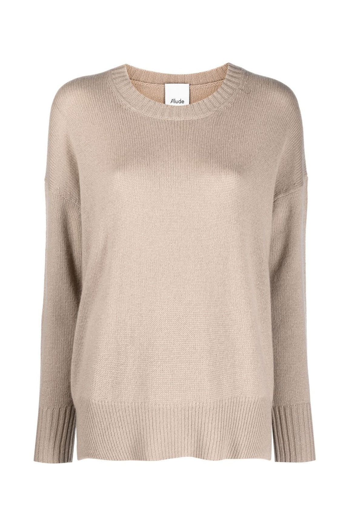 Cashmere long-sleeve sweater, beige