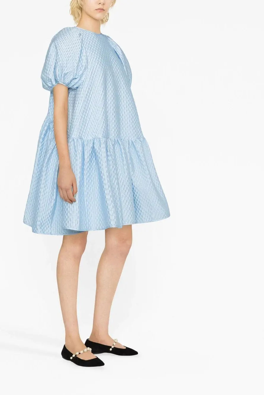 Puff-sleeve minidress, light blue