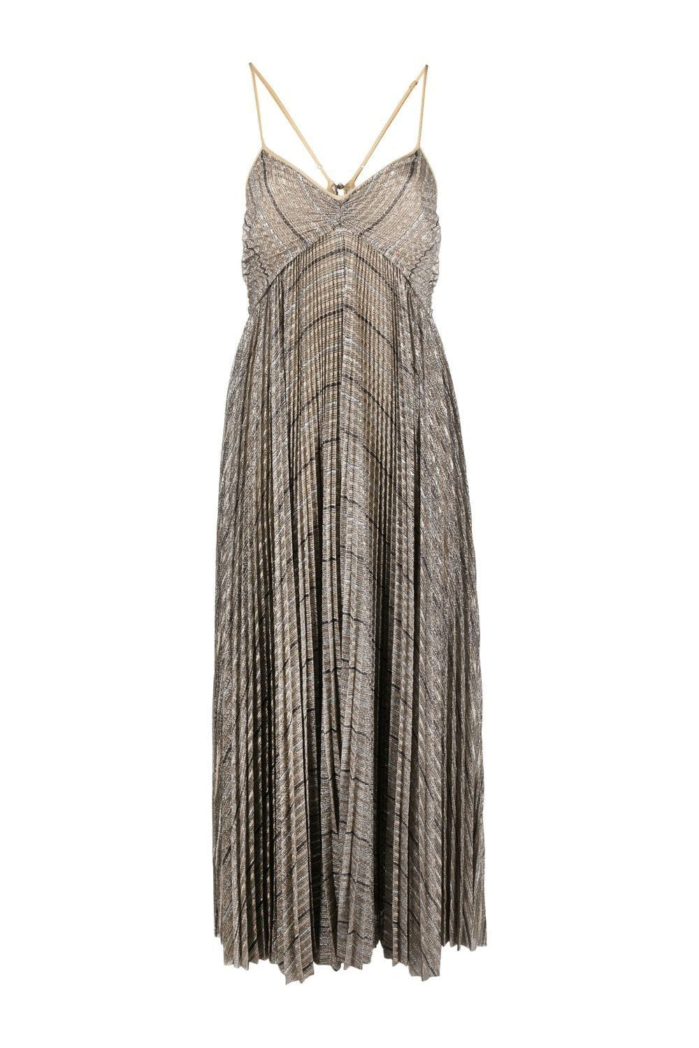 Pleated empire-line dress, gold