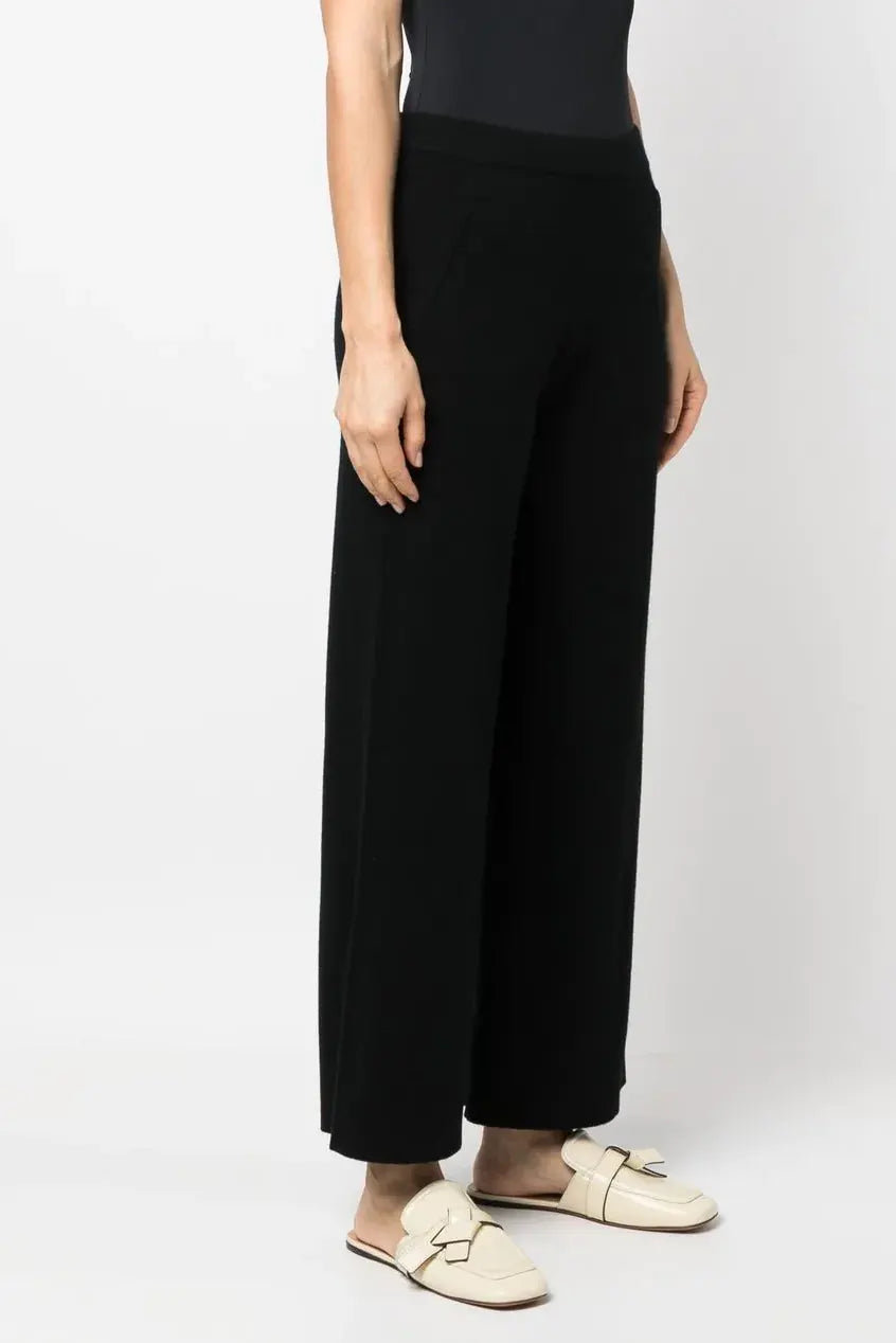 Straight-leg cashmere trousers, black