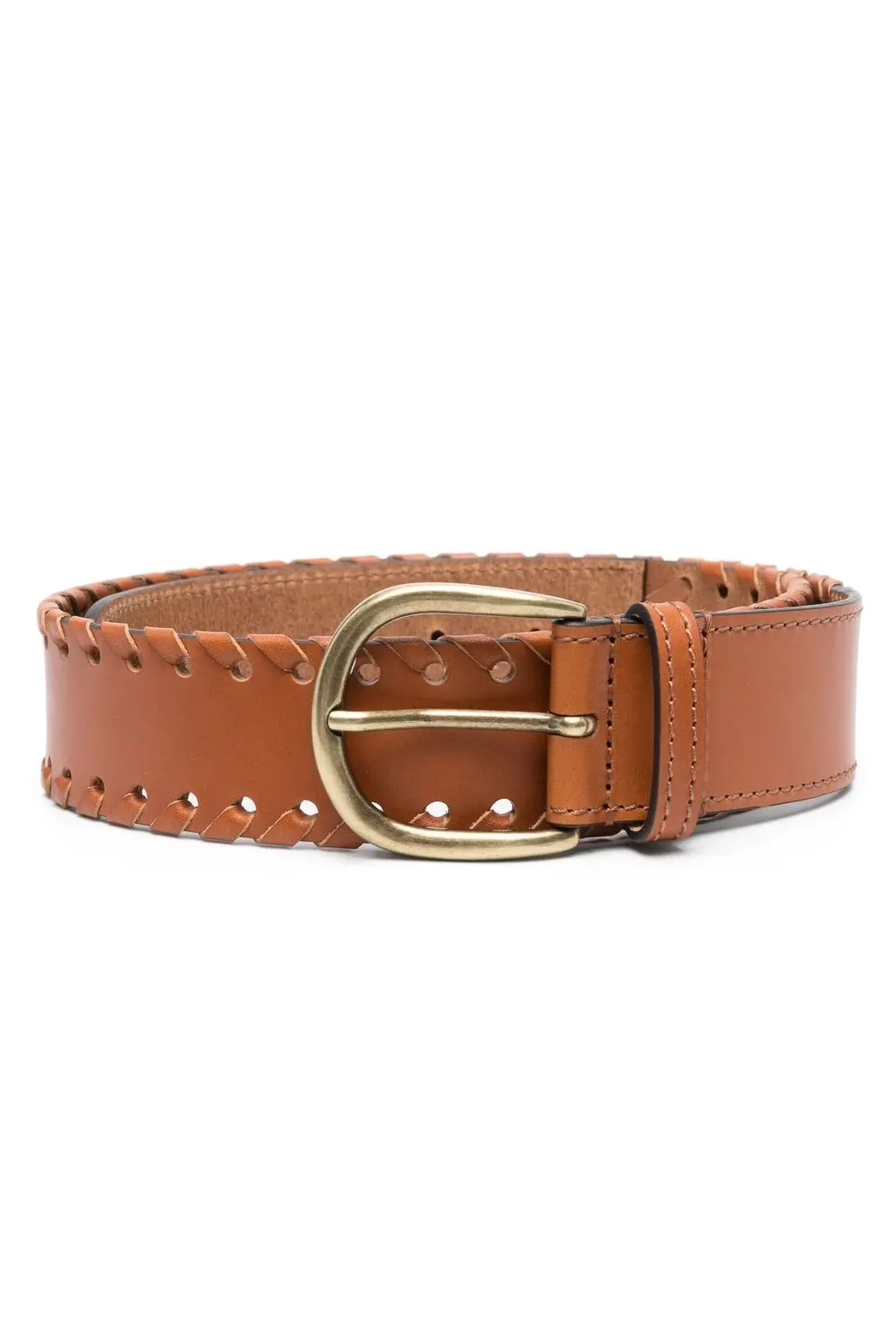 Woven-edge buckle belt, brown