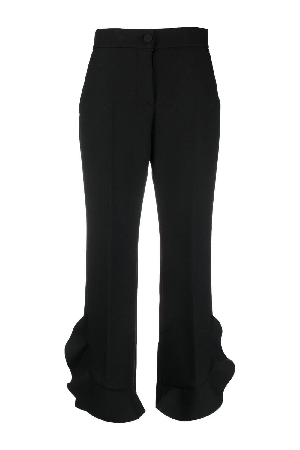 Ruffled cropped trousers, black