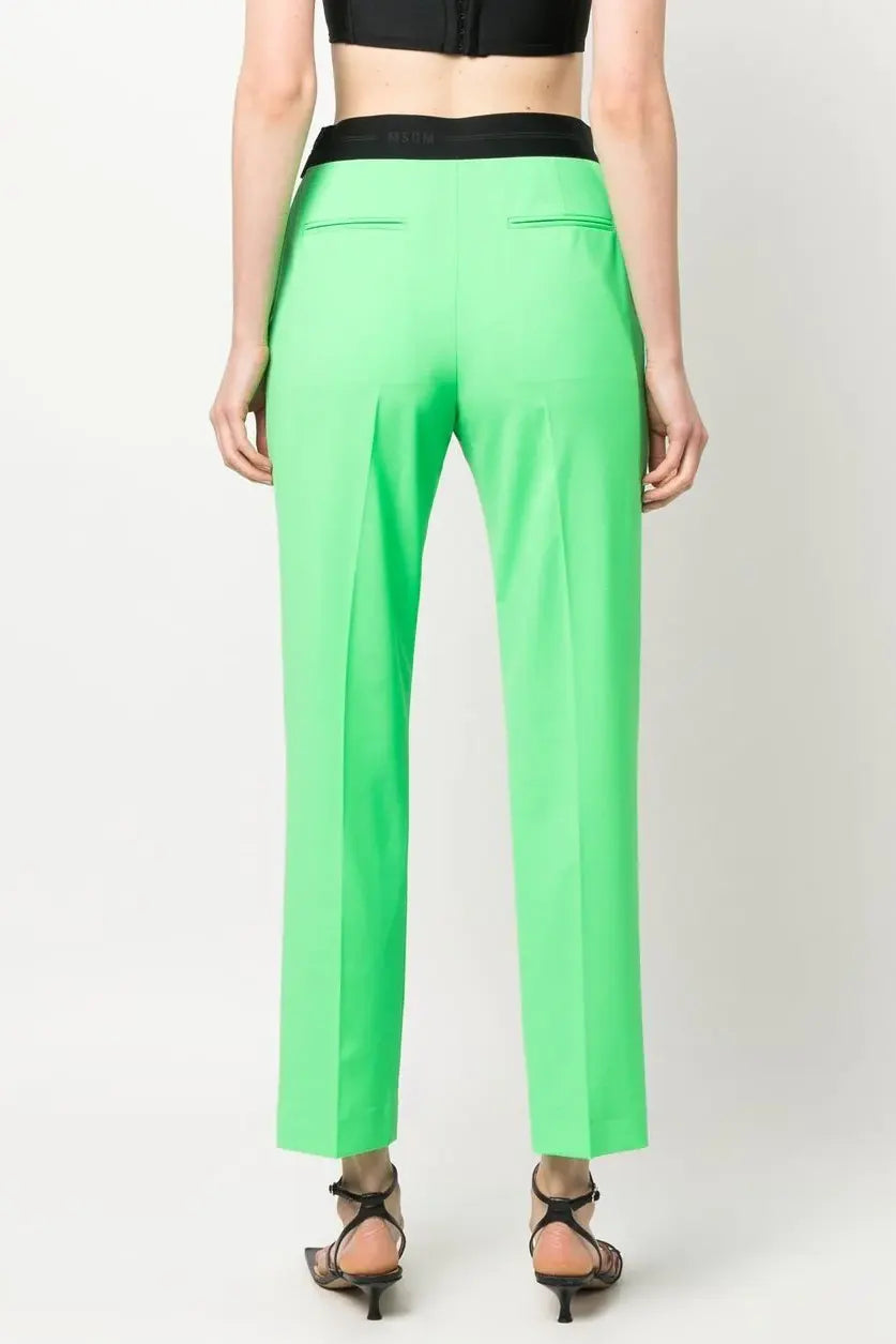 High-waist cropped trousers, tropical green