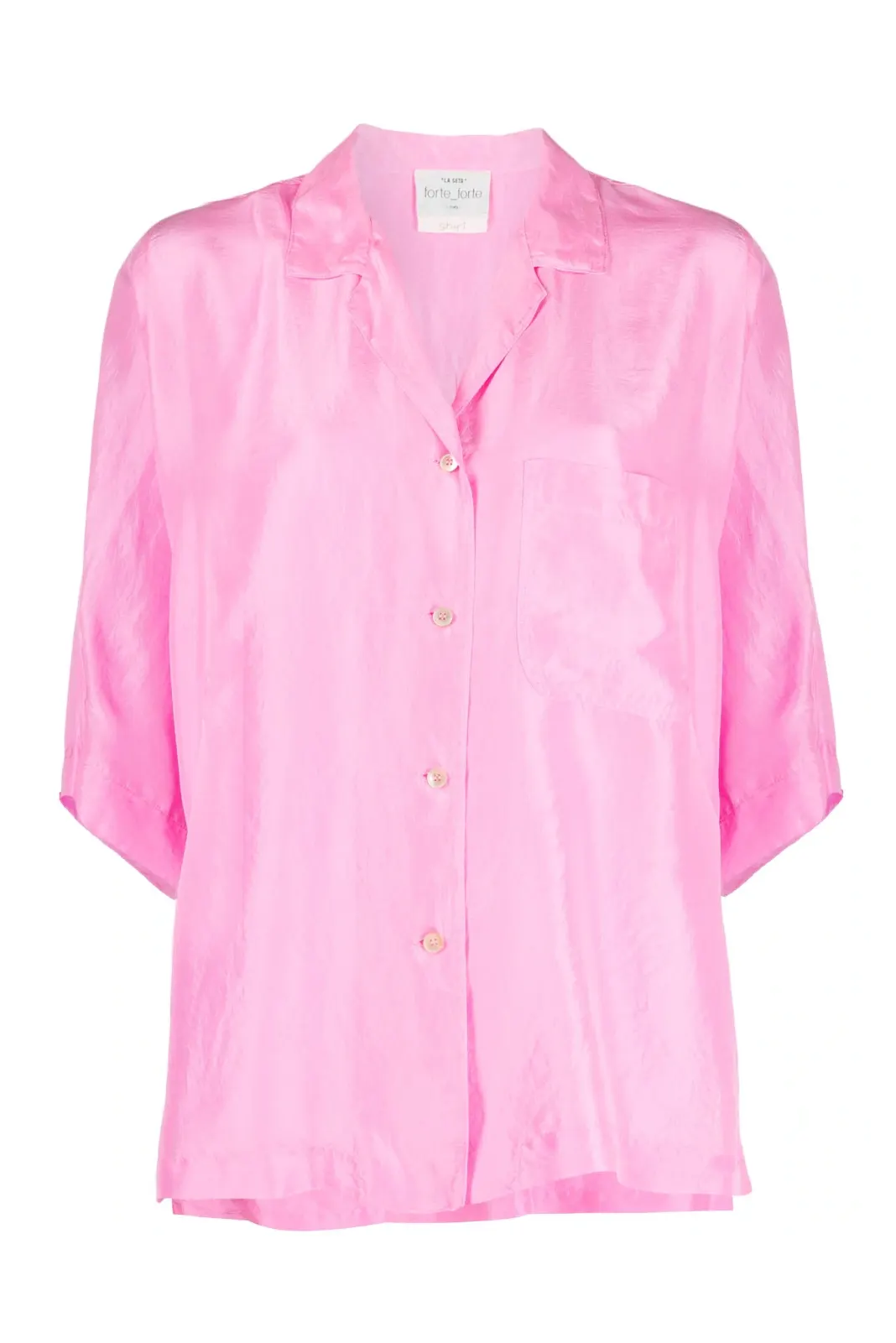 Habotai silk short sleeves shirt, pink