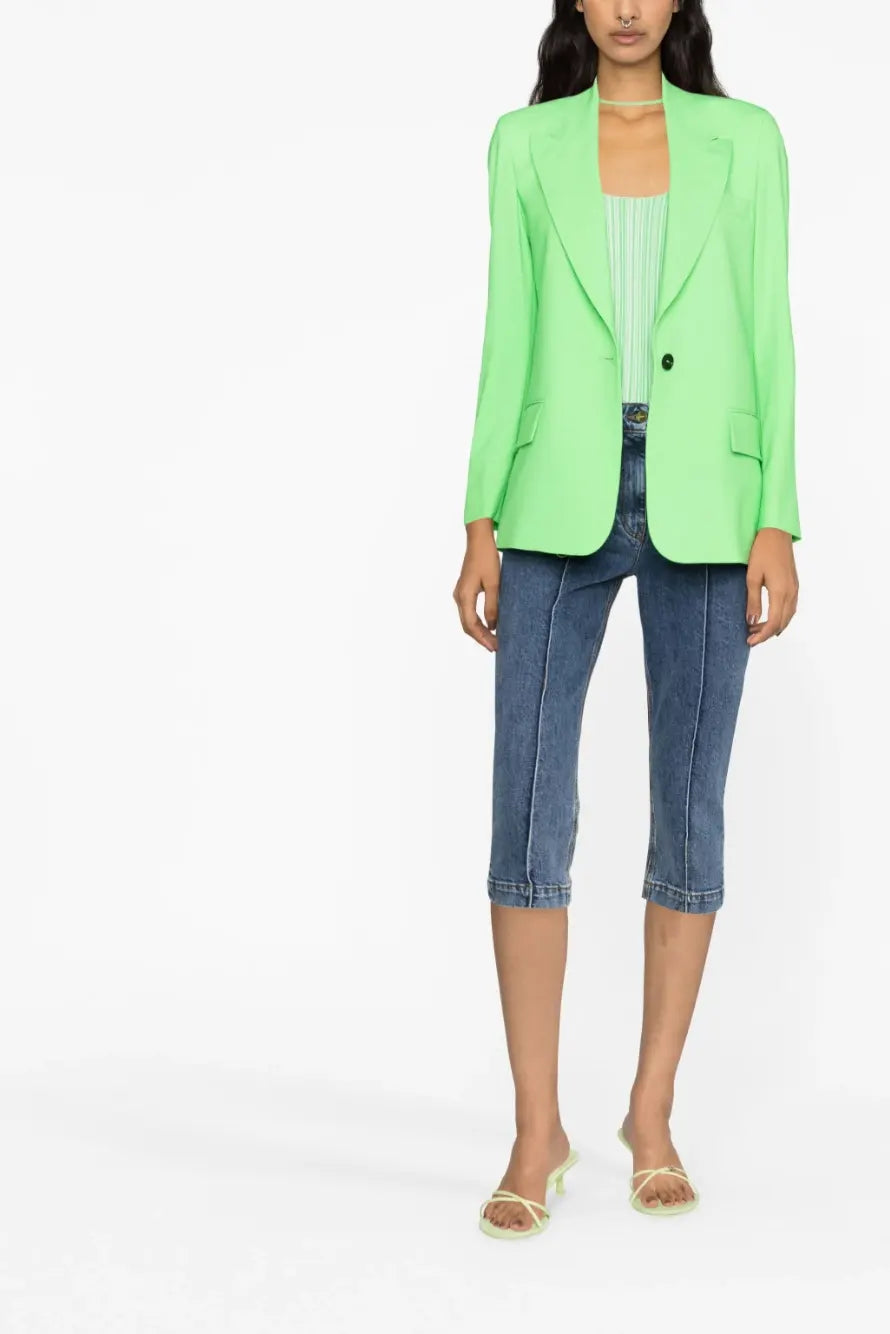Tropical green single-breasted wool blazer