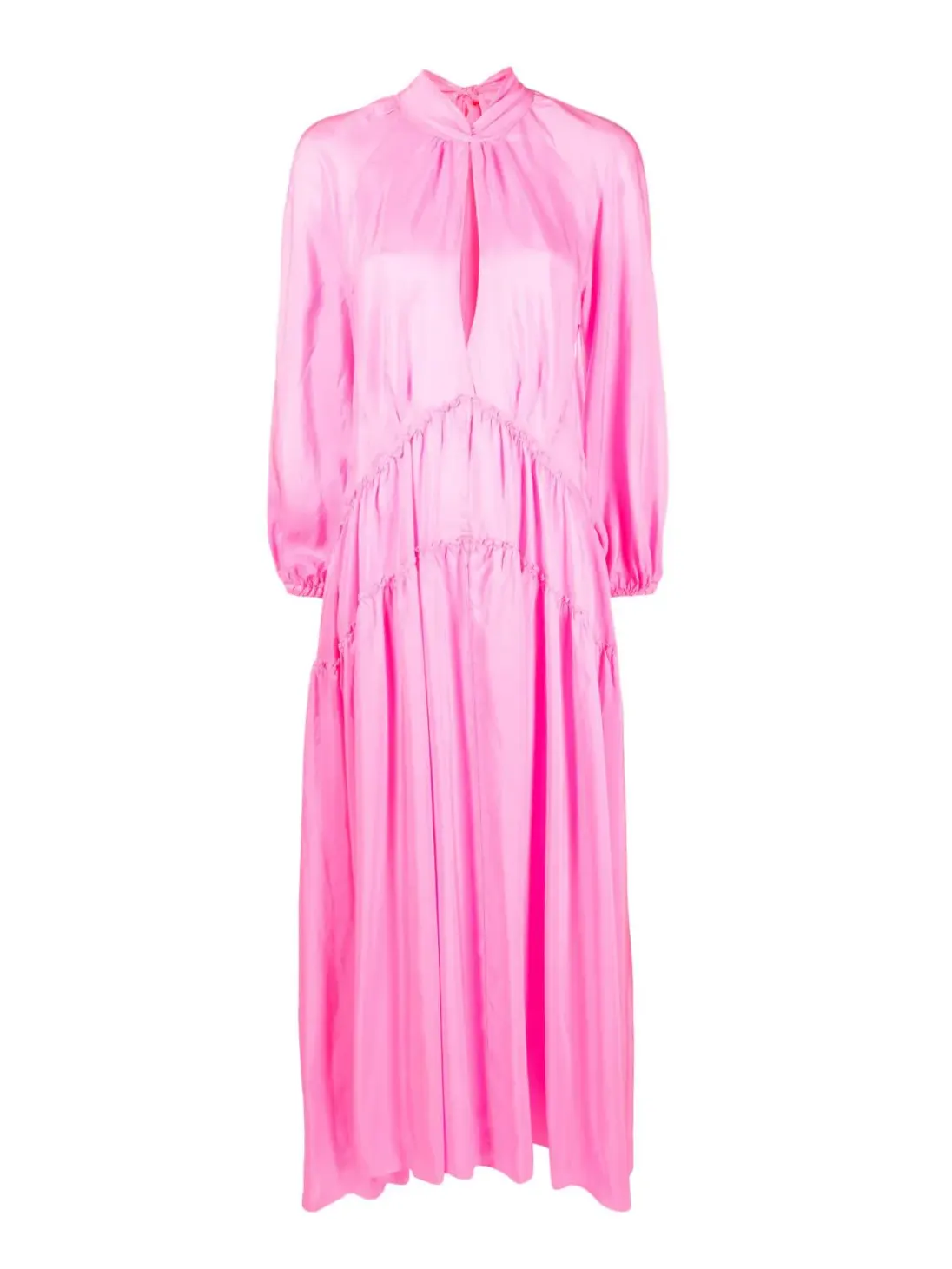Silk long sleeves dress, pink