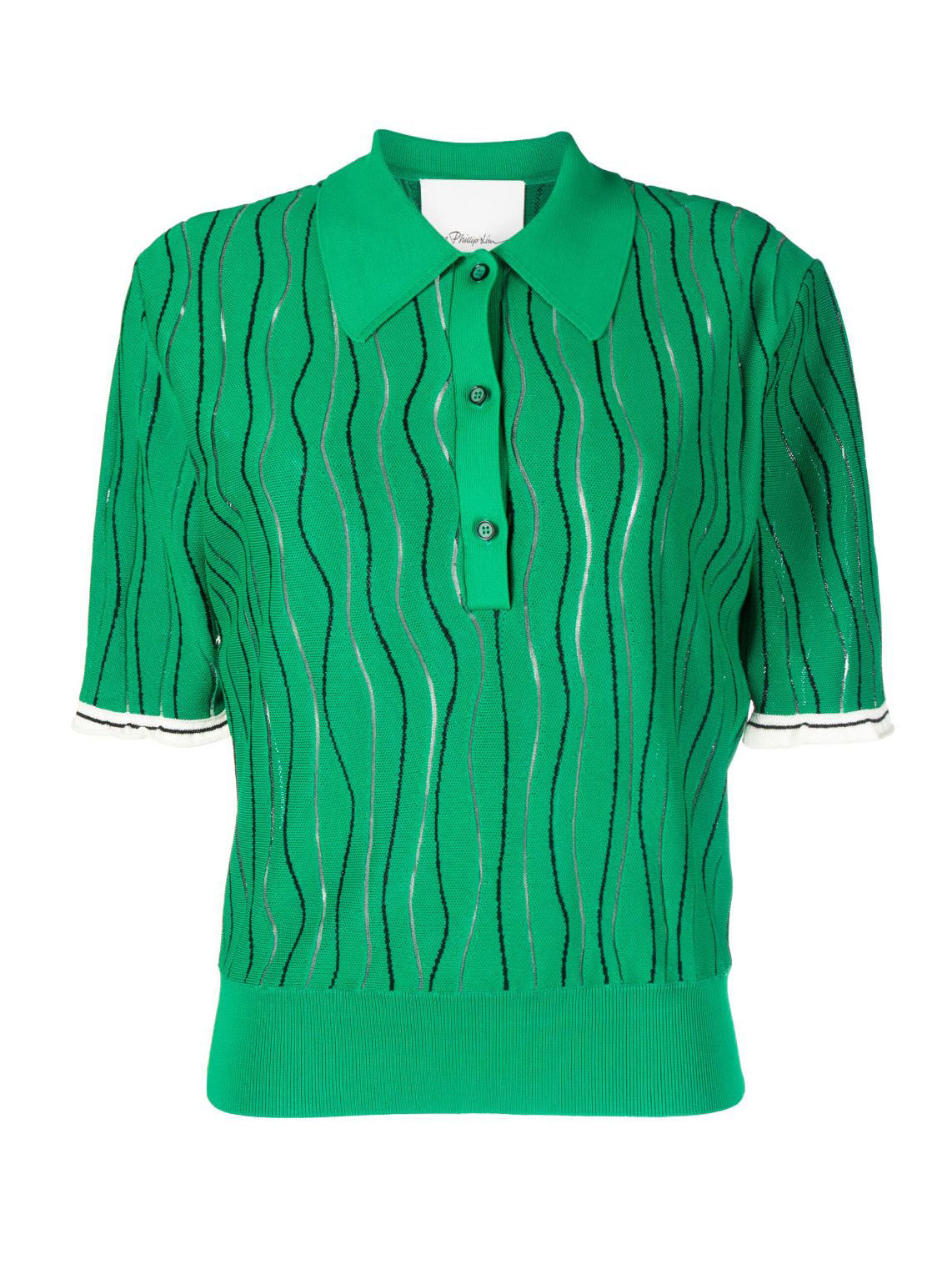 Art nouveau jacquard short sleeve polo, green