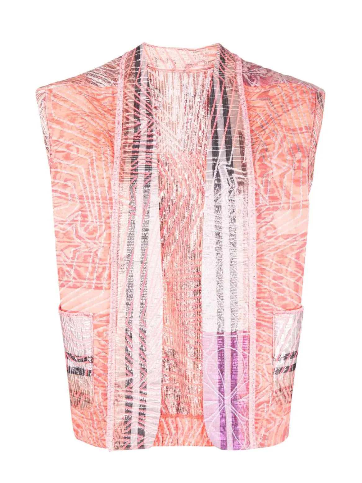 Lurex jacquard vest, pink