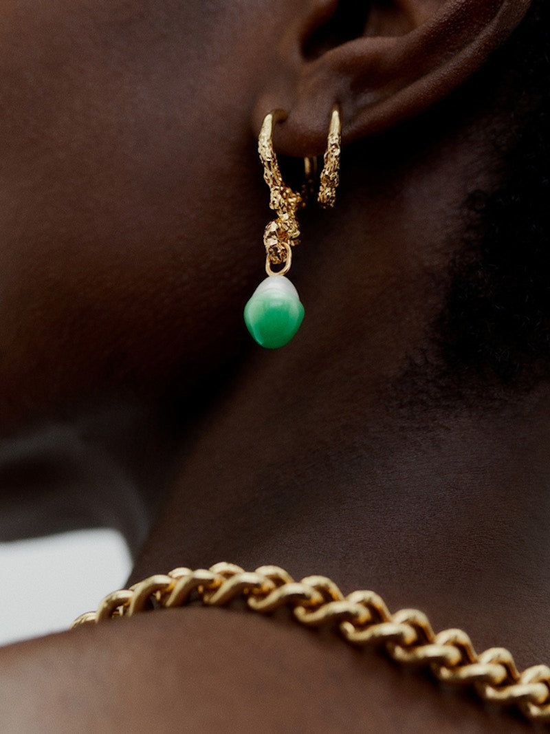Miran apple earring, green & gold