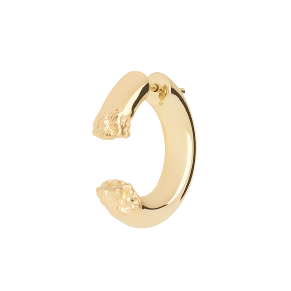 Terra 24 textured hoop earring, gold plated