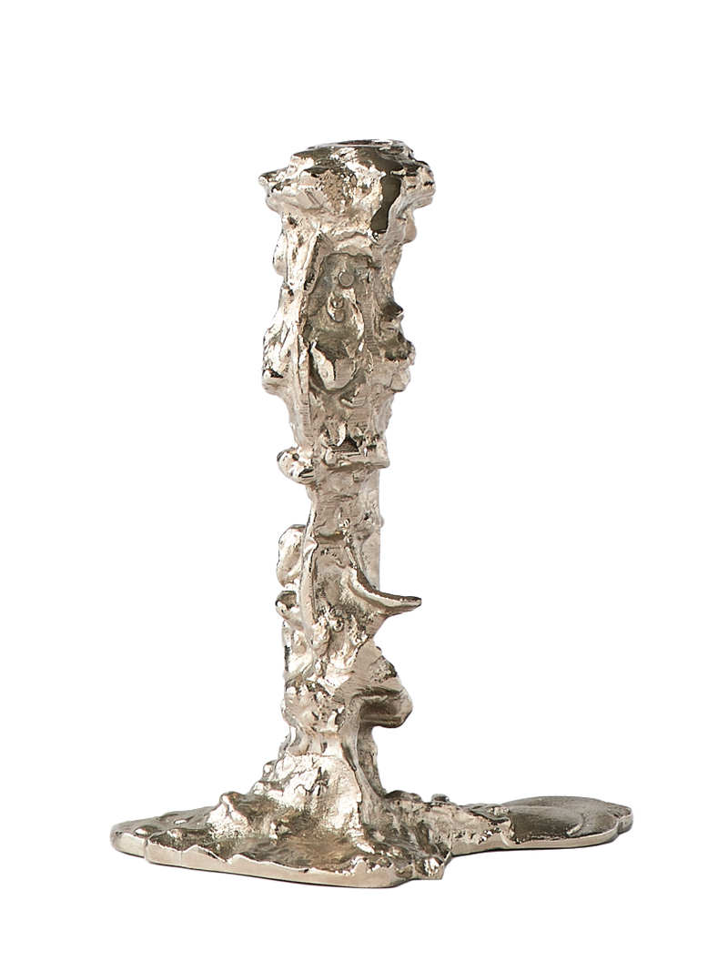 Drip L candle holder, silver